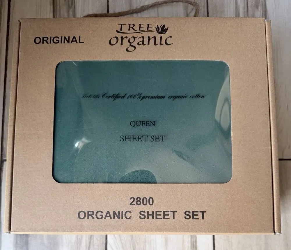 Tree Organic 2800 Series Hotel Quality 100% Satisfied Cotton Dark GreenQueen New